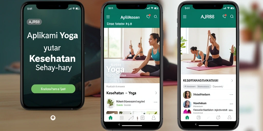 Tampilan antarmuka aplikasi AJR88 dengan fitur latihan Yoga.
