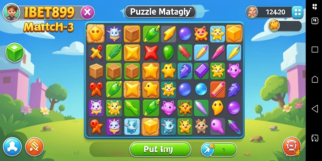 Tampilan menarik dari permainan Puzzle Match-3 IBET899.