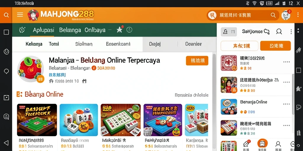 Screenshot antarmuka MAHJONG288 yang menampilkan fitur Belanja Online.