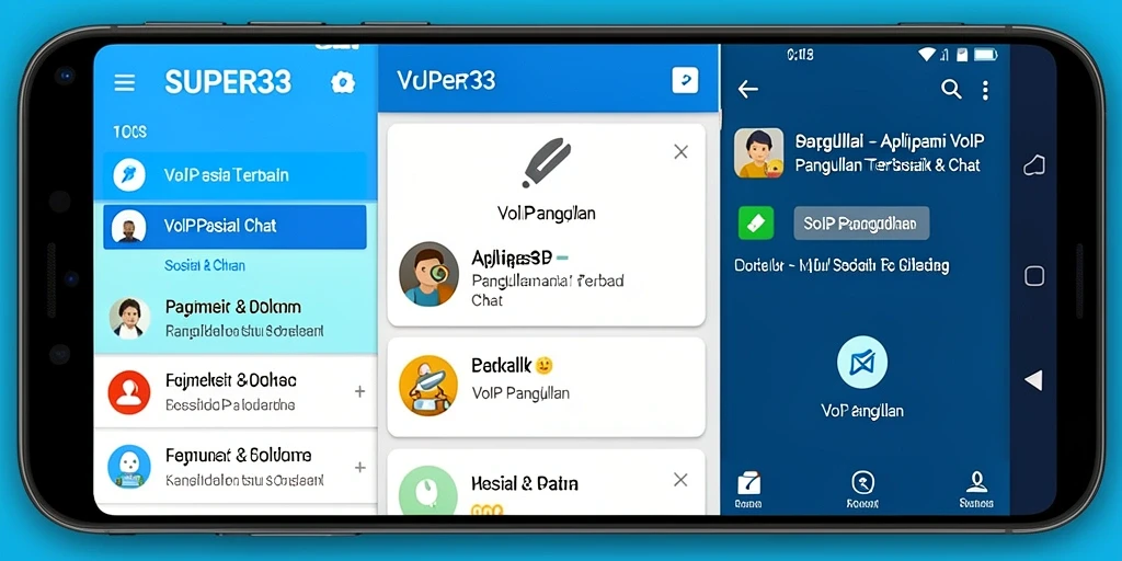 Tampilan antarmuka aplikasi SUPER33 saat melakukan panggilan VoIP.